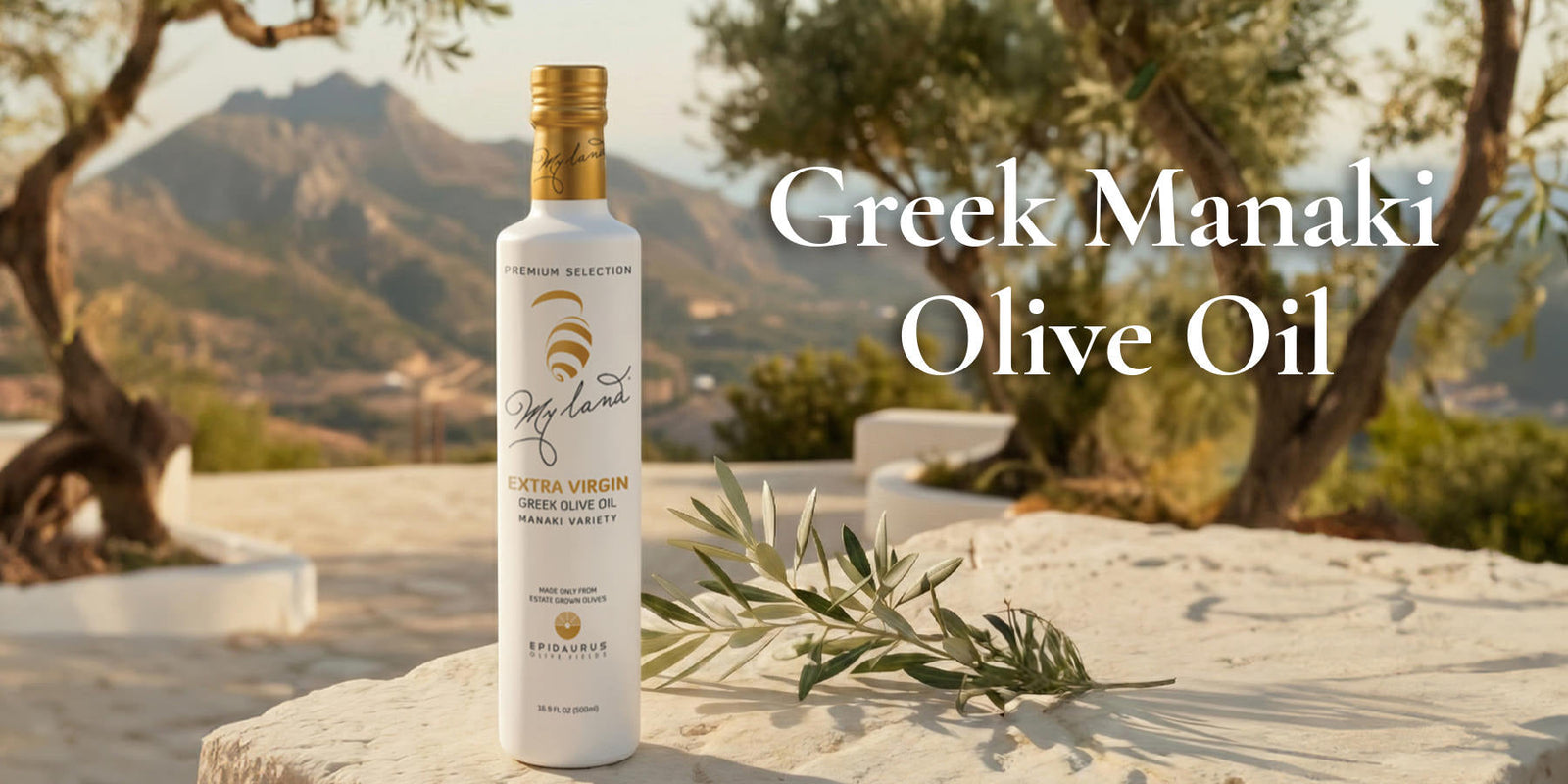 Greek Manaki extra virgin olive oil bottle from the single-estate Epidaurus groves in the Argolis valley