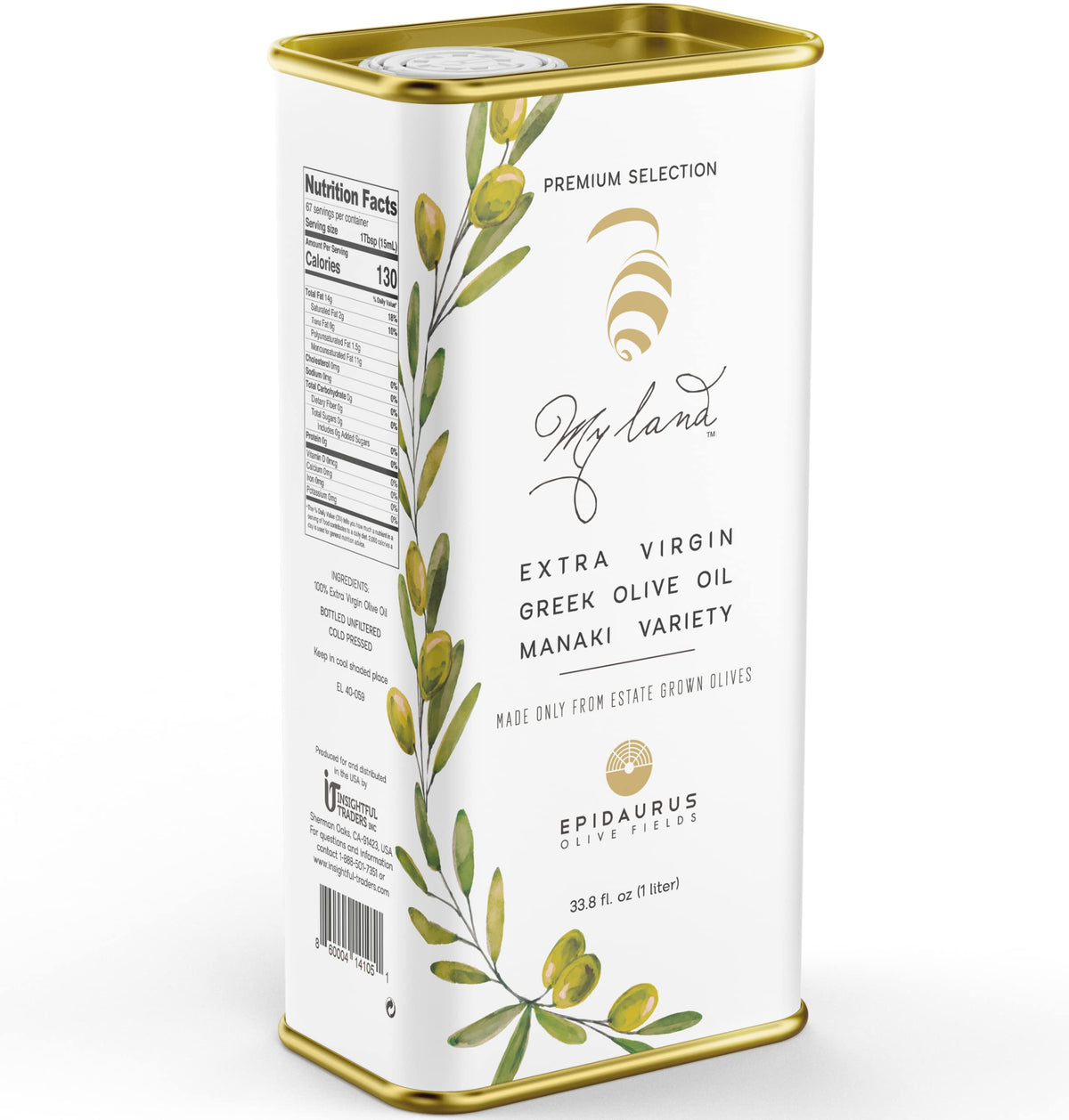 My Land Organic Extra Virgin Olive Oil TIN 33.8 fl oz