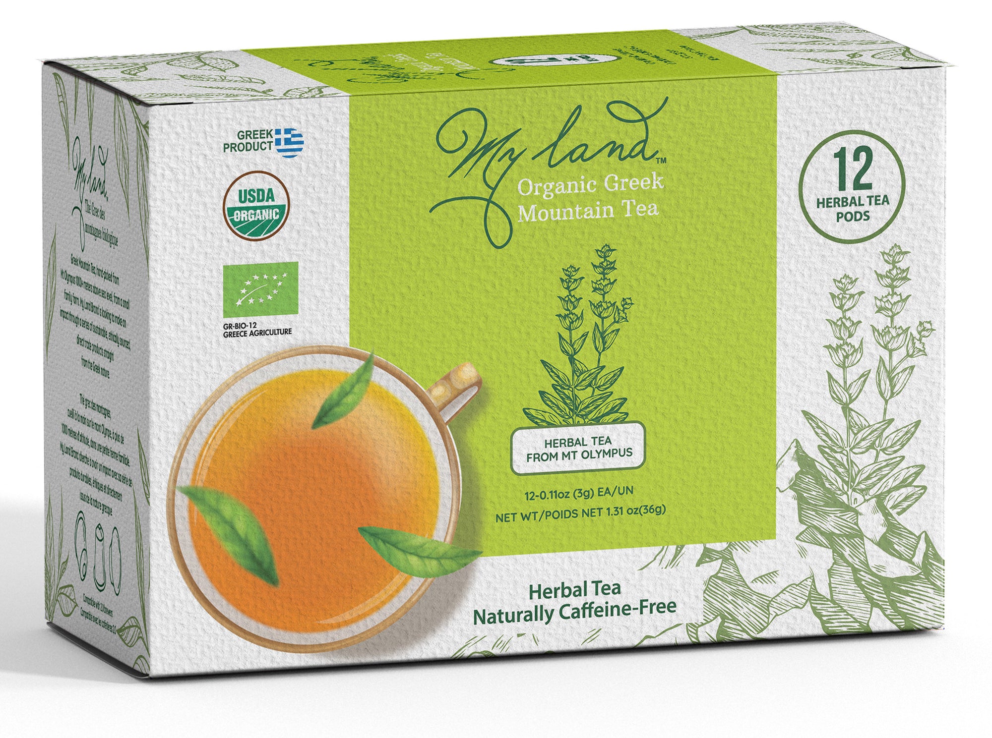 Organic Greek Mountain Tea in 12 Pods