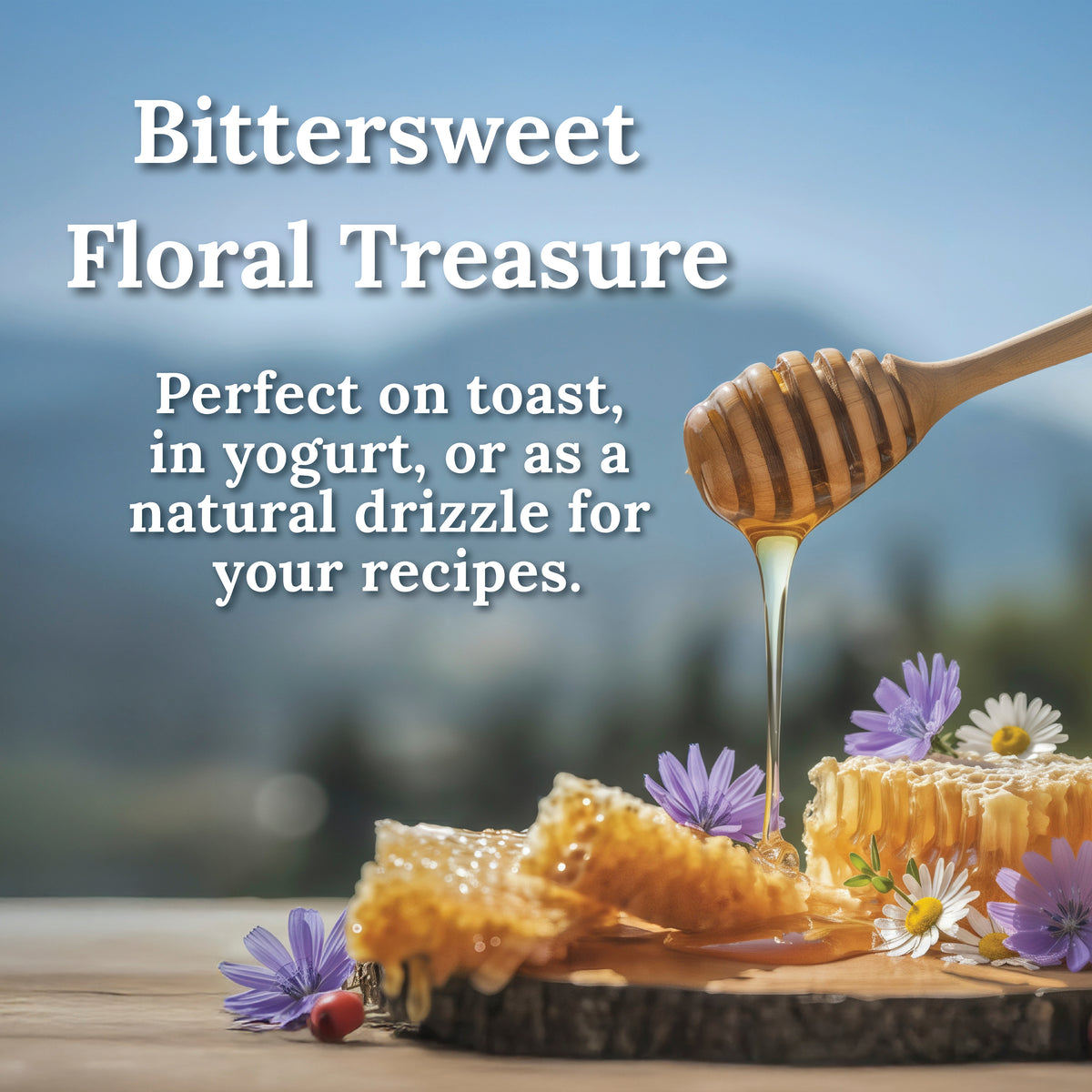 My Land Arbutus Honey - My-Land-wildflowers-and-Arbutus-Honey-drizzle-and-honeycomb