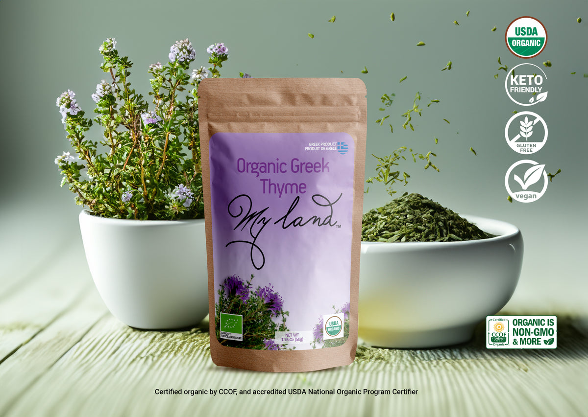 My Land Organic Thyme - scene with fresh thyme sprigs