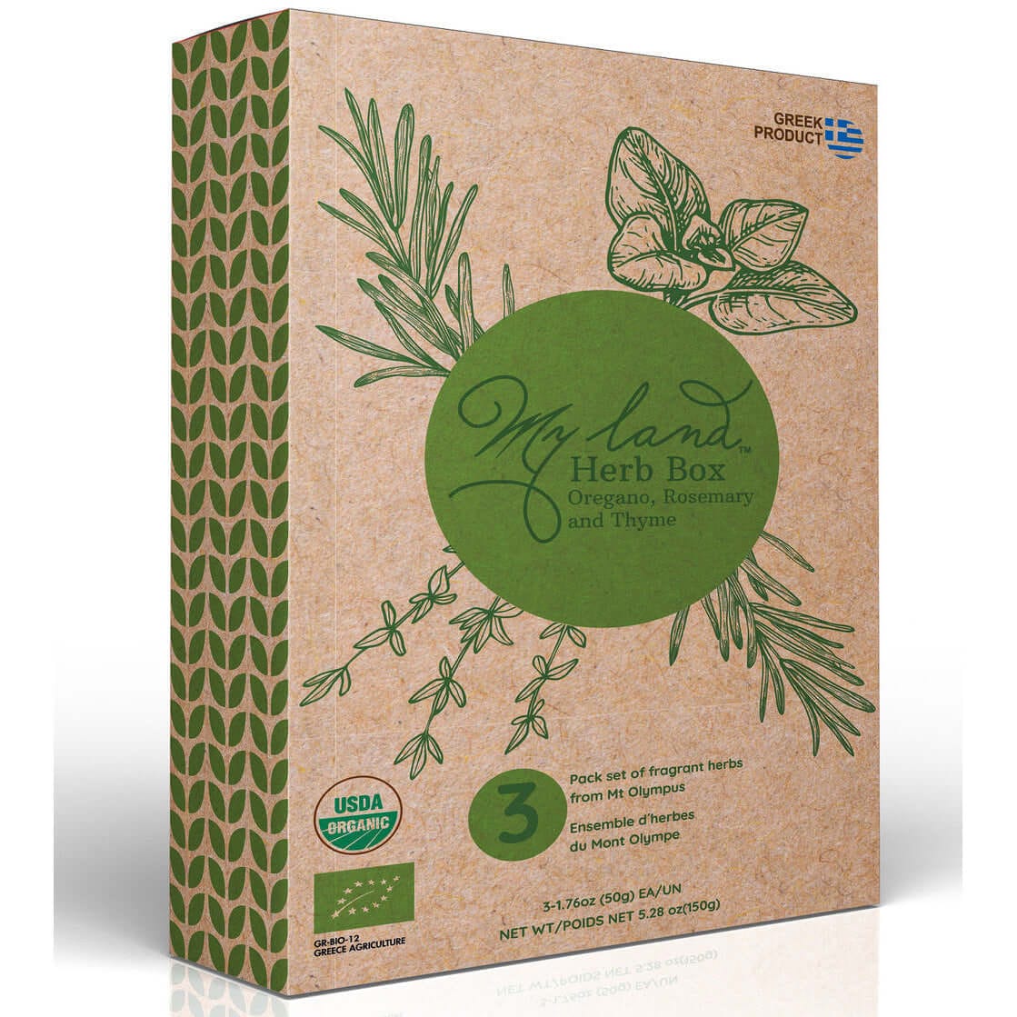 My Land Herb Box, 3-Pack Set of Oregano, Rosemary and Thyme, 3-1.76oz My Land