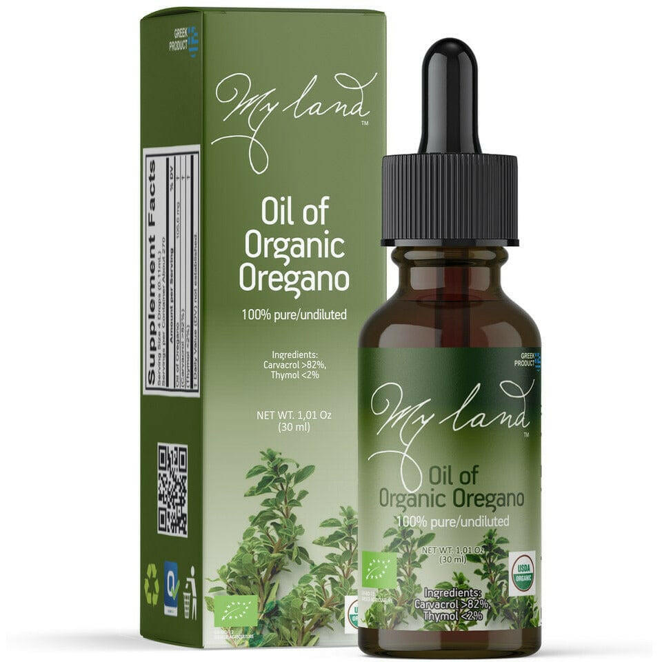 My Land Organic Oil of Oregano, undiluted, 82% min Carvacrol 30ml My Land